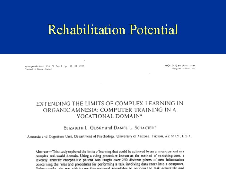 Rehabilitation Potential 