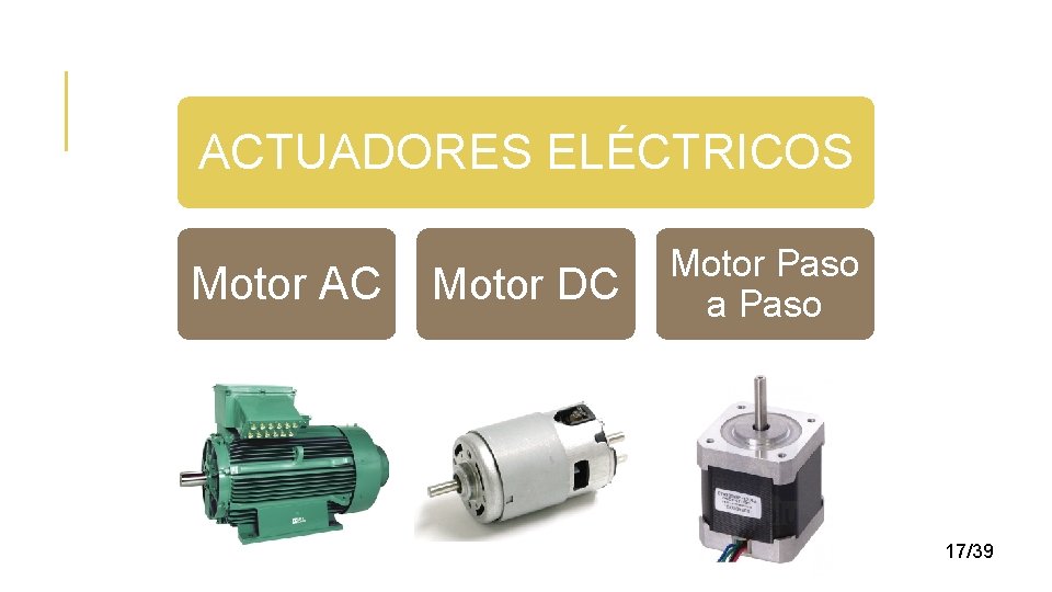 ACTUADORES ELÉCTRICOS Motor AC Motor DC Motor Paso a Paso 17/39 