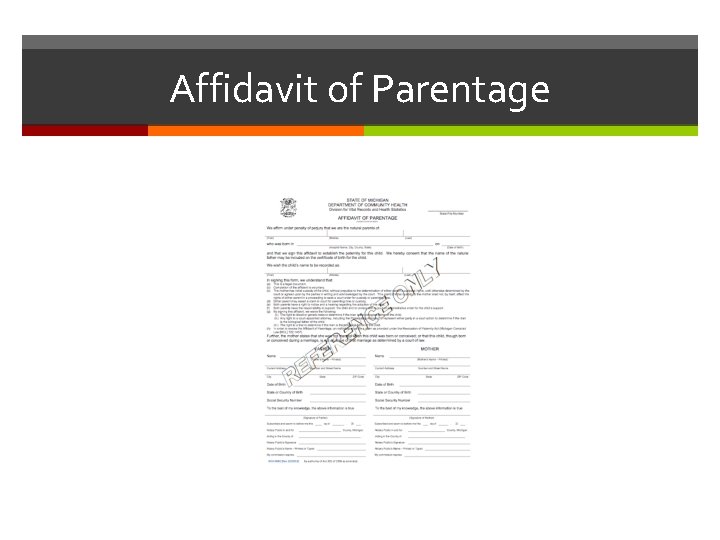 Affidavit of Parentage 