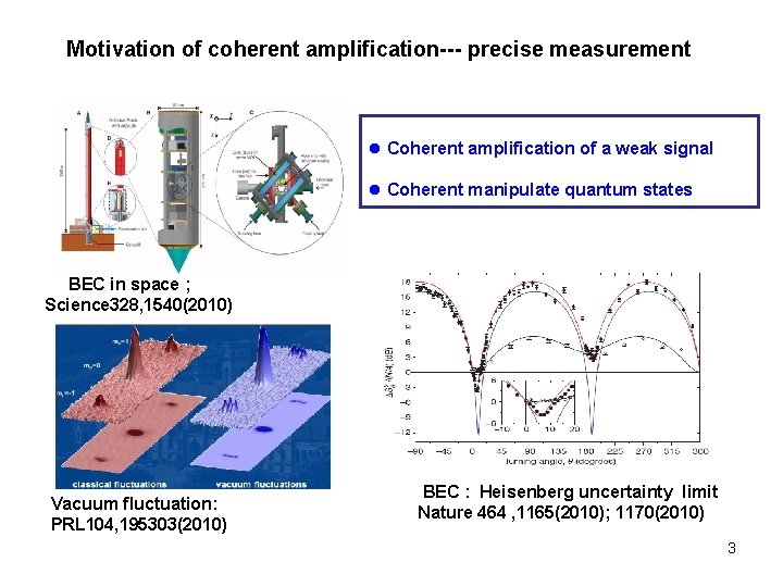 Motivation of coherent amplification--- precise measurement l Coherent amplification of a weak signal l