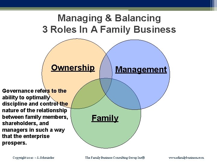 Managing & Balancing 3 Roles In A Family Business Ownership Governance refers to the