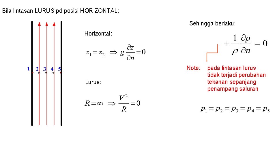 Bila lintasan LURUS pd posisi HORIZONTAL: Sehingga berlaku: Horizontal: Note: Lurus: pada lintasan lurus