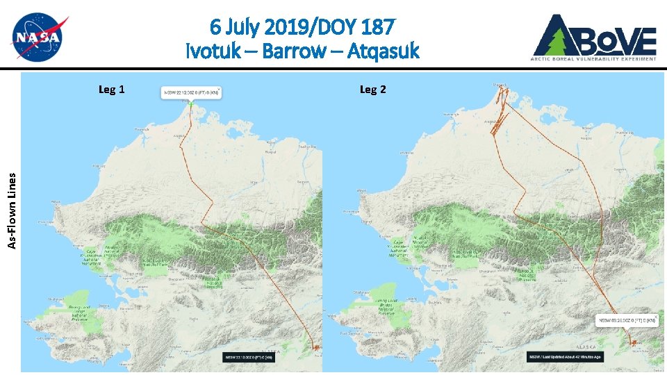 6 July 2019/DOY 187 Ivotuk – Barrow – Atqasuk As-Flown Lines Leg 1 Leg