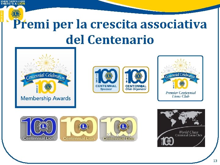 Premi per la crescita associativa del Centenario 13 