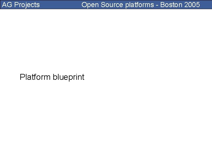 AG Projects Open Source platforms - Boston 2005 Platform blueprint 