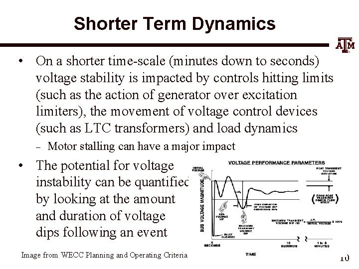 Shorter Term Dynamics • On a shorter time-scale (minutes down to seconds) voltage stability