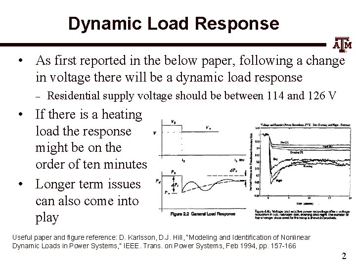 Dynamic Load Response • As first reported in the below paper, following a change