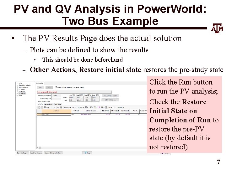 PV and QV Analysis in Power. World: Two Bus Example • The PV Results