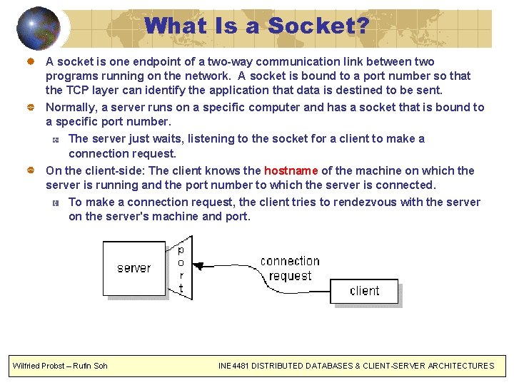 What Is a Socket? A socket is one endpoint of a two-way communication link