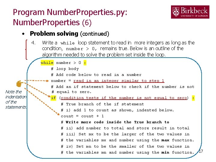 Program Number. Properties. py: Number. Properties (6) • Problem solving (continued) 4. Note the