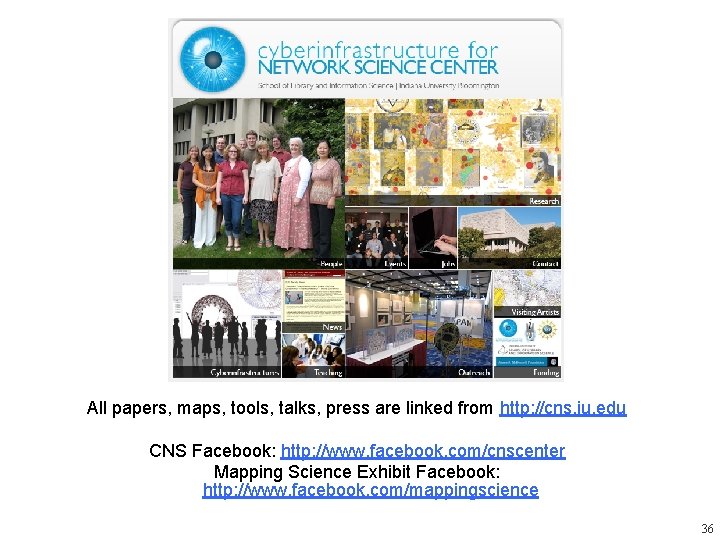All papers, maps, tools, talks, press are linked from http: //cns. iu. edu CNS All papers, maps, tools, talks, press are linked from http: //cns. iu. edu CNS