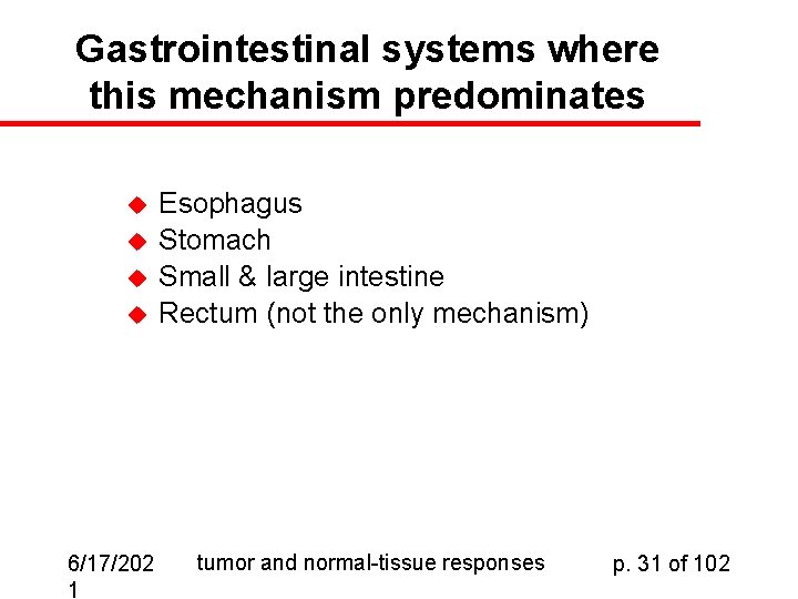 Gastrointestinal systems where this mechanism predominates u u 6/17/202 1 Esophagus Stomach Small &