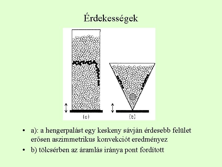 Érdekességek • a): a hengerpalást egy keskeny sávján érdesebb felület erősen aszimmetrikus konvekciót eredményez