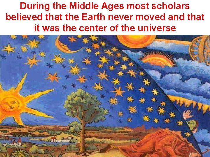 During the Middle Ages most scholars believed that the Earth never moved and that