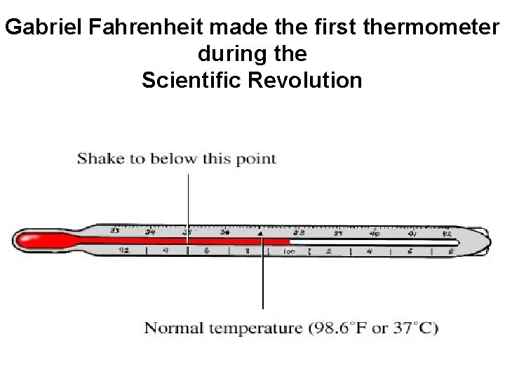 Gabriel Fahrenheit made the first thermometer during the Scientific Revolution 