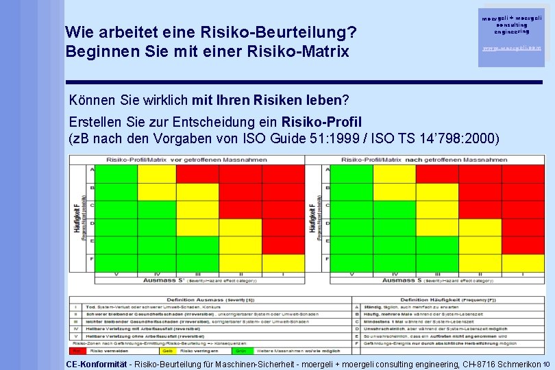 Wie arbeitet eine Risiko-Beurteilung? Beginnen Sie mit einer Risiko-Matrix moergeli + moergeli consulting engineering