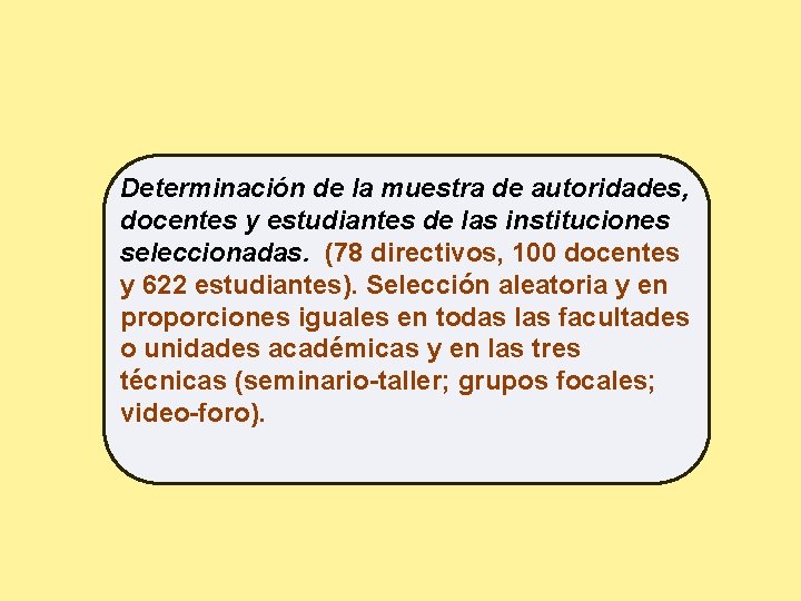 Determinación de la muestra de autoridades, docentes y estudiantes de las instituciones seleccionadas. (78