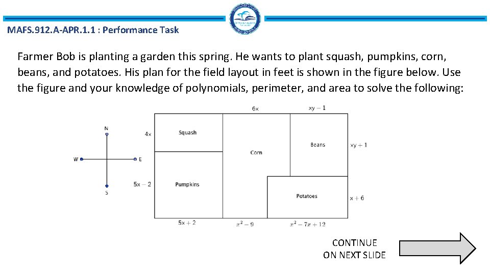MAFS. 912. A-APR. 1. 1 : Performance Task Farmer Bob is planting a garden