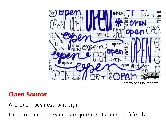 http: //opensource. com Open Source: A proven business paradigm to accommodate various requirements most
