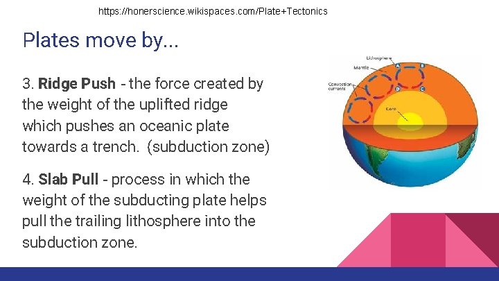 https: //honerscience. wikispaces. com/Plate+Tectonics Plates move by. . . 3. Ridge Push - the