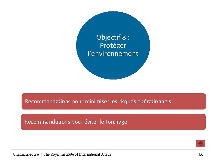 Objectif 8 : Protéger l’environnement Recommandations pour minimiser les risques opérationnels Recommandations pour éviter