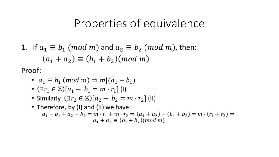 Properties of equivalence • 