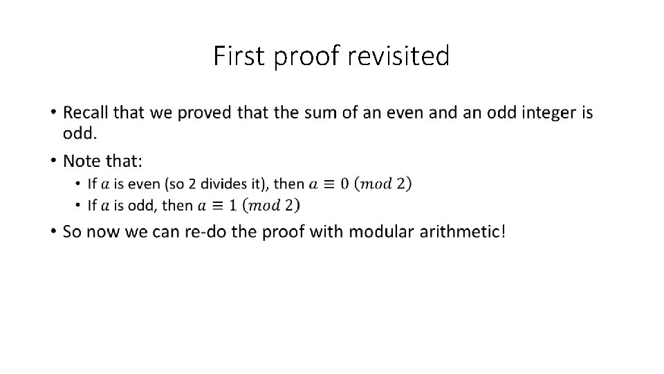 First proof revisited • 