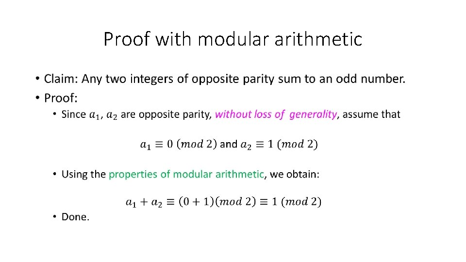 Proof with modular arithmetic • 