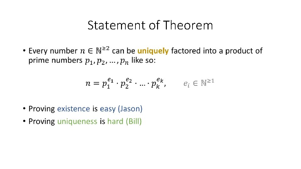 Statement of Theorem • 