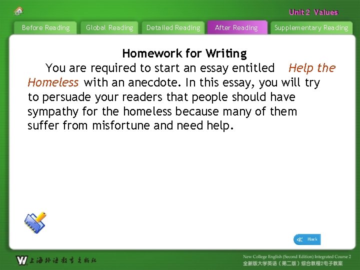 Unit 22 Values Unit Before Reading Global Reading Detailed Reading After Reading Supplementary Reading