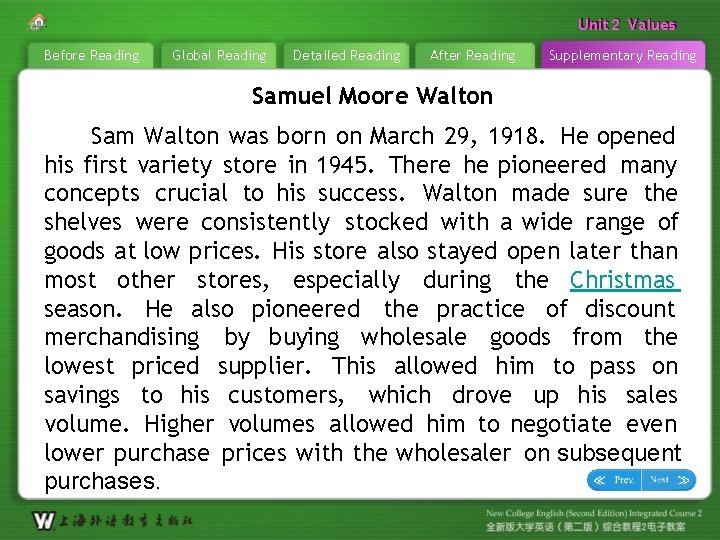 Unit 22 Values Unit Before Reading Global Reading Detailed Reading After Reading Supplementary Reading