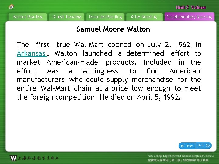 Unit 22 Values Unit Before Reading Global Reading Detailed Reading After Reading Supplementary Reading