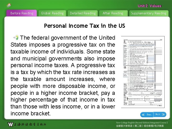 Unit 22 Values Unit Before Reading Global Reading Detailed Reading After Reading Personal Income