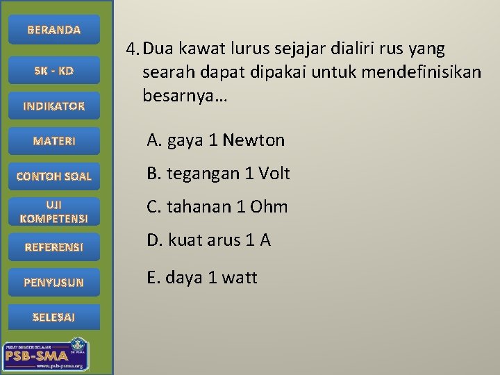 BERANDA SK - KD INDIKATOR 4. Dua kawat lurus sejajar dialiri rus yang searah