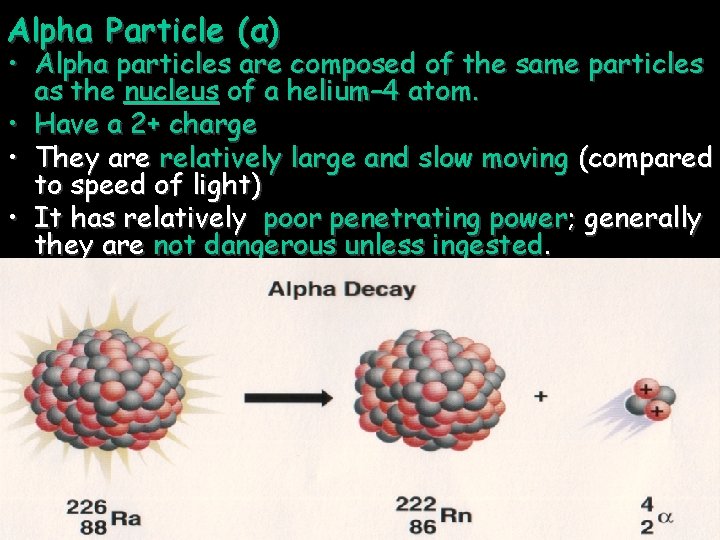 Alpha Particle (α) • Alpha particles are composed of the same particles as the