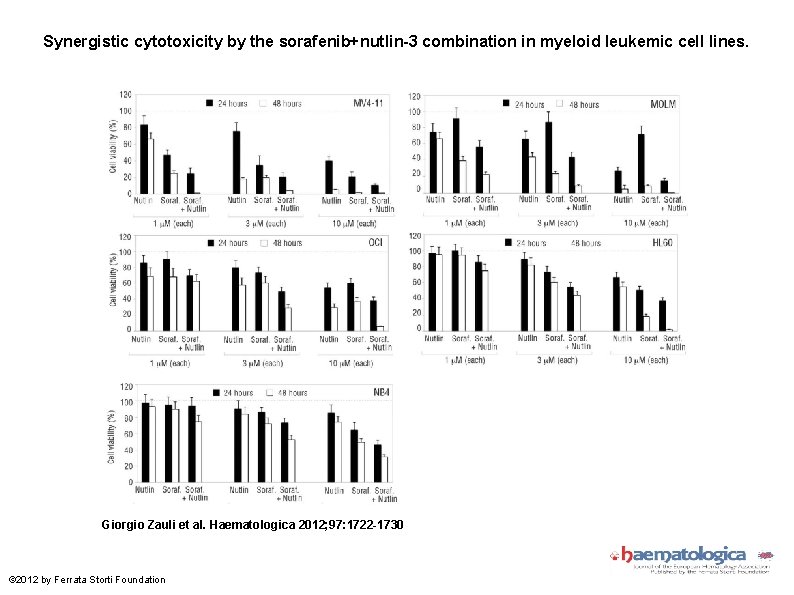 Synergistic cytotoxicity by the sorafenib+nutlin-3 combination in myeloid leukemic cell lines. Giorgio Zauli et