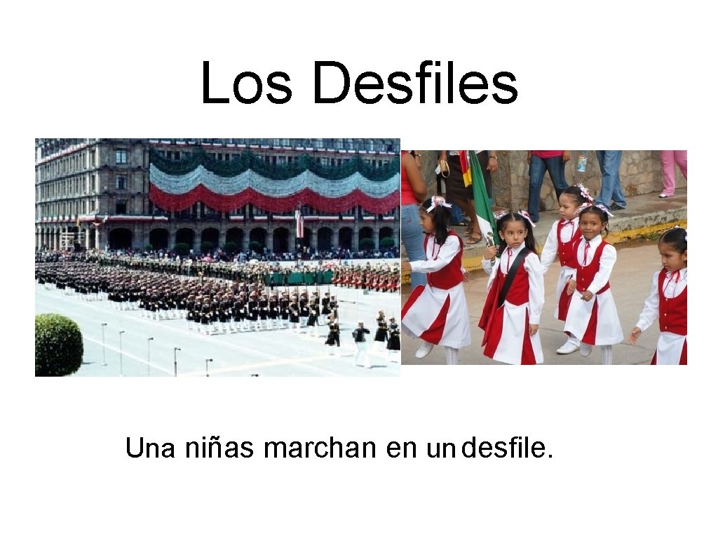 Los Desfiles Una niñas marchan en un desfile. 