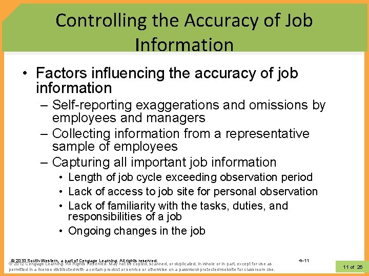 Controlling the Accuracy of Job Information • Factors influencing the accuracy of job information