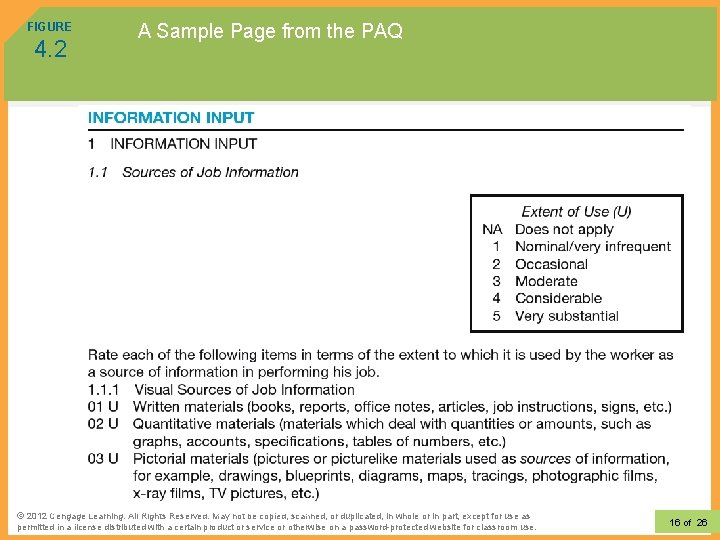 FIGURE 4. 2 A Sample Page from the PAQ © 2010 Learning. South-Western, a