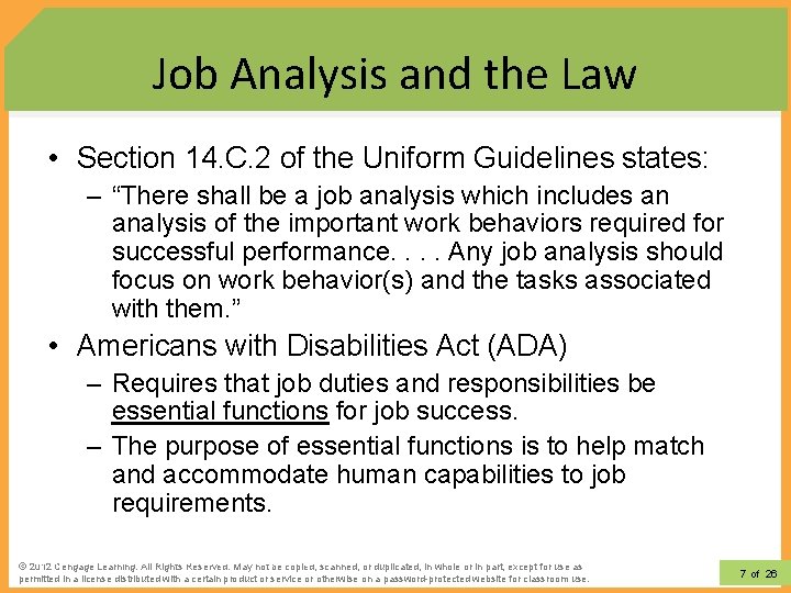 Job Analysis and the Law • Section 14. C. 2 of the Uniform Guidelines