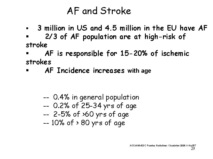 AF and Stroke 3 million in US and 4. 5 million in the EU