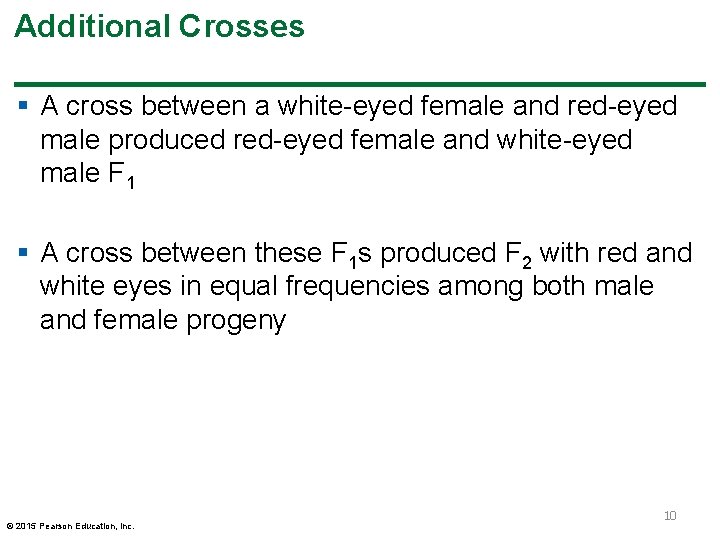 Additional Crosses § A cross between a white-eyed female and red-eyed male produced red-eyed