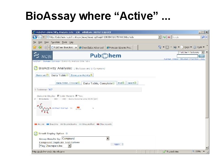 Bio. Assay where “Active”. . . Bio. Assay where “Active”. . .