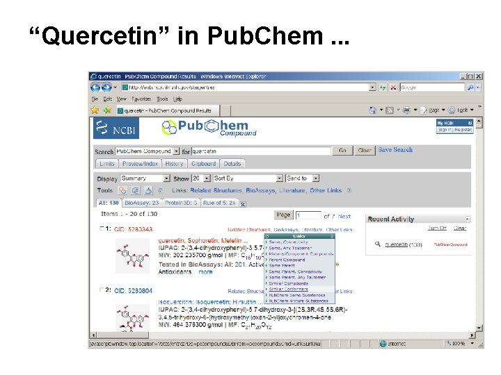 “Quercetin” in Pub. Chem. . . “Quercetin” in Pub. Chem. . .