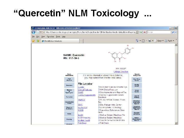 “Quercetin” NLM Toxicology. . . “Quercetin” NLM Toxicology. . .