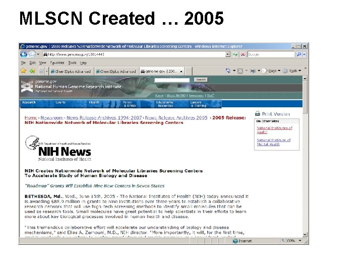 MLSCN Created … 2005 MLSCN Created … 2005
