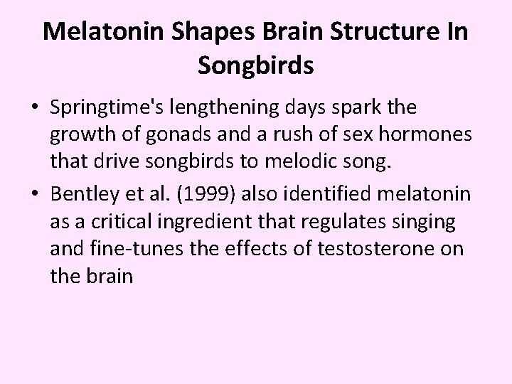 Melatonin Shapes Brain Structure In Songbirds • Springtime's lengthening days spark the growth of