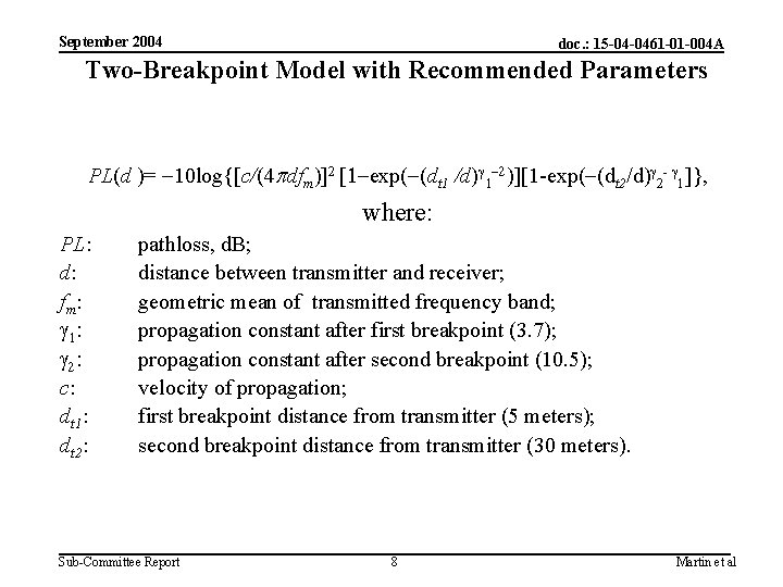 September 2004 doc. : 15 -04 -0461 -01 -004 A Two-Breakpoint Model with Recommended