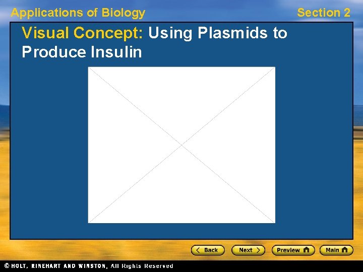 Applications of Biology Visual Concept: Using Plasmids to Produce Insulin Section 2 