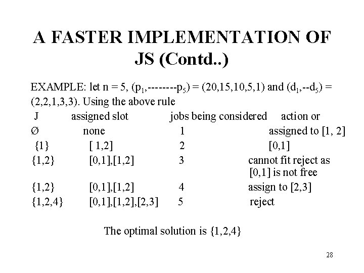 A FASTER IMPLEMENTATION OF JS (Contd. . ) EXAMPLE: let n = 5, (p